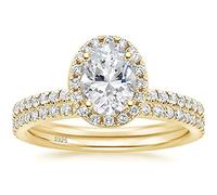 Feng Shui 1.5CT 925 Sterling Silver Cubic Zirconia Bridal Rings Sets Oval Cut CZ Engagement Rings Wedding Band For Women Size 3-13
