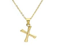 Feng Shui 18K Gold Alphabet Pendant Necklace Hip Hop Bamboo Chain Titanium Steel Minimalist Women's Collarbone Jewelry Letter Gift