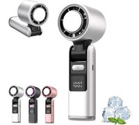 Feng Shui， 2025 New Handheld Turbo Fan with Ice Cooler, Portable High Speed Handheld Small Fan, Ac-Like Gel Pad Tech, LED Display, USB Rechargeable Mini Portable Hand Fans for Travel, Outdoor, Commute