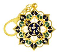 Feng Shui 28 Hums Lotus Mandala Keychain Harmony &Balance Peace Amulet Wealth Porsperity Success Good Luck Gift W5466, Green, 4.8*2.16inch