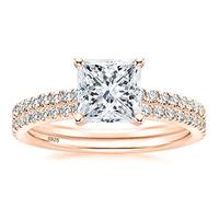 Feng Shui 2CT 925 Sterling Silver Bridal Ring Sets Princess Cut CZ Engagement Rings Promise Rings for her Wedding Bands for Women Size 3-11