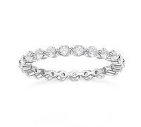 Feng Shui， 2mm 925 Sterling Silver Wedding Band Cubic Zirconia Full Eternity Stackable Engagement Ring Size 3-13