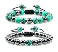 Feng Shui， 2pcs Hematite Tiger Eye Beads Bracelets Handmade Adjustable Men Health Protection Energy Stones Couple Distance Bangles