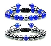 Feng Shui 2pcs Hematite Tiger Eye Beads Bracelets Handmade Adjustable Men Health Protection Energy Stones Couple Distance Bangles