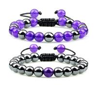 Feng Shui 2pcs Hematite Tiger Eye Beads Bracelets Handmade Adjustable Men Health Protection Energy Stones Couple Distance Bangles