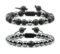 Feng Shui， 2pcs Hematite Tiger Eye Beads Bracelets Handmade Adjustable Men Health Protection Energy Stones Couple Distance Bangles