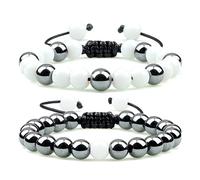 Feng Shui， 2pcs Hematite Tiger Eye Beads Bracelets Handmade Adjustable Men Health Protection Energy Stones Couple Distance Bangles