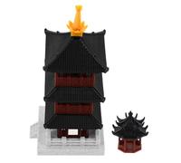 Feng Shui， 2pcs Miniature Chinese Pavilion Sculpture Traditional Asian Architecture Model Compact Aquarium Landscape Ornament for Fish Tank Garden Decor