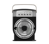 Feng Shui， 3 In 1 Air Humidifier Cooling USB Fan LED Night Light Water Mist Fun Humidification Fan Spray Electric Fan(Black USB)