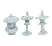 Feng Shui， 3pcs Miniature Asian Pagoda Lantern Set for Japanese Garden Decor Outdoor Indoor Small Stone Garden Pavilion Micro Landscape Bonsai Accessories