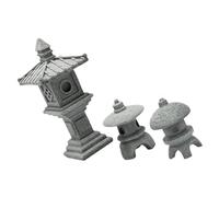 Feng Shui， 3pcs Vintage Miniature Pavilion Statues Sandstone Garden Decor Landscape Figurines for Bonsai Home Decoration Elegant Asian Style Ornament for Various Settings