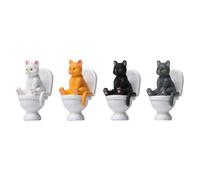 Feng Shui， 4pcs Miniature Cat Figurines Garden Decor Resin Bonsai Cat Ornaments Small Kitten Sculptures for Yard Landscaping and Desktop Micro Landscape Accessory Assorted style