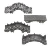 Feng Shui 4pcs Miniature Resin Stone Chinese Style Garden Bridges Set, Micro Landscape Figurines for Mini Bonsai, Fairy Garden Accessories, Small Outdoor Decorative Ornaments