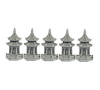 Feng Shui， 5pcs Sandstone Pavilion Pagoda Statue Landscape Decor Diy Bonsai Decor for Garden Decoration Miniature Pagoda Model Home Desktop Ornaments