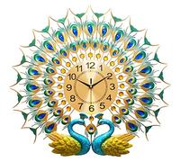 Feng Shui， 70x65cm Peacock Wall Quartz Clock,Large Luxury Metal Non-Ticking Silent Art Big Wall Clock Decor Elegant Decorative Modern Wall Watch Clock