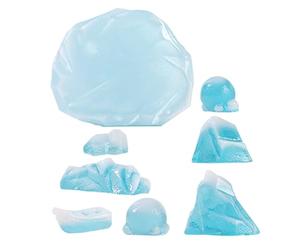 Feng Shui 8pcs Arctic Glacier Iceberg Model Set Realistic Resin Penguin and Snow Mountain Figurines, Miniature Polar Scene Decorations for Aquarium, Cake Toppers, and DIY Craft