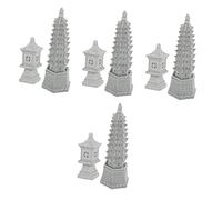 Feng Shui， 8pcs Pagoda Statue Pavilion Small Garden Decor Bonsai Miniature Pavilion Shaped Landscape Adornments Outdoor Garden Decor for Table Accessory Zen Adornments