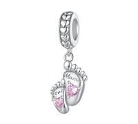 Feng Shui， 925 Sterling Silver Pink Heart Mother's Day Collection Dangle Beads, Great Mother Love Pendant for Women Girl Compatible with Charm Bracelet and Necklaces
