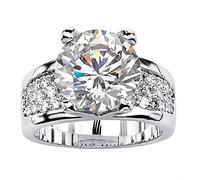 Feng Shui， 925 Sterling Silver Shiny Gem Ring Rings 18K White Gold Plated Promise Eternity Ring for Women Fashion Cute White Gold Plated Ring