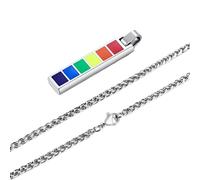 Feng Shui， 925 Sterling Silver Trans Necklace For Unisex, Rainbow Vertical Bar Pendant Necklaces Gay Pride Rainbow Choker Lesbian Pride, Bisexual Necklace, Transgender Necklace, Double Venus Necklace