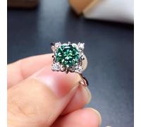 Feng Shui， 925 Sterling Silver White K Set with Grandma Green Ring Grandmother Emerald Cubic Green Ring Size 6-10 Jewelry-Making-Patterns 9