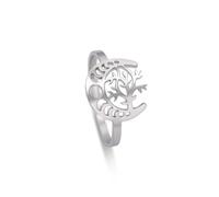Feng Shui， Adjustable Lotus Ring Stainless Steel Moon Phase Ring Geometric OM Symbol Celtic Knot Ring Simple Jewelry for Women Girls