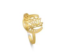 Feng Shui， Adjustable Lotus Ring Stainless Steel Moon Phase Ring Geometric OM Symbol Celtic Knot Ring Simple Jewelry for Women Girls