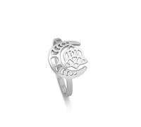 Feng Shui， Adjustable Lotus Ring Stainless Steel Moon Phase Ring Geometric OM Symbol Celtic Knot Ring Simple Jewelry for Women Girls