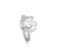 Feng Shui， Adjustable Lotus Ring Stainless Steel Moon Phase Ring Geometric OM Symbol Celtic Knot Ring Simple Jewelry for Women Girls