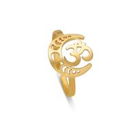 Feng Shui， Adjustable Lotus Ring Stainless Steel Moon Phase Ring Geometric OM Symbol Celtic Knot Ring Simple Jewelry for Women Girls