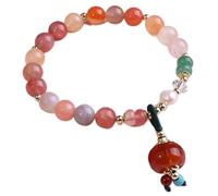 Feng Shui Agate Crystal Natural Gemstone Pendant Stretchy Beaded Multi-Gem Crystal Chakra Stones Talisman Vintage Women