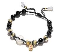 Feng Shui,Agate Feng Shui Wealth White Agate Harmony Buckle Ancient Coin Carnelian Longevity Gourd Charm Gold Foil Glaze Vintage Red Cord Prosperity Jade D