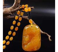 Feng Shui Amber Wealth Pendant Necklace with Harmony Buckle Natural Authentic Chakra Reiki Attract Wealth Amulet Good Fortune Ward Spirits Good Luck Necklace,G