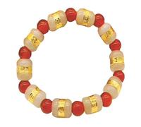 Feng Shui Amulet Chalcedony Wealth Bracelet - Natural Red Agate Lucky Charms for Attracting Wealth - Reiki Healing Crystal Chakra Bracelet for Men and Women(Red)