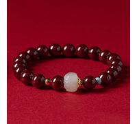 Feng Shui Amulet Cinnabar Crystal Stone Hetian Jade Bead Crystal 8mm Stretchy Beaded Natural Gemstone Talisman for Good Luck,Purple