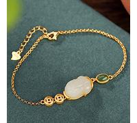 Feng Shui Amulet/Natural Jade Silver Ancient Coins Charm Vacation Jewelry for Women Adjustable Good Luck Gold