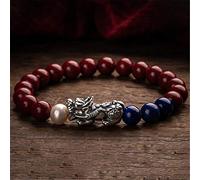 Feng Shui Amulet Pixiu/Piyao Bracelet Natural Cinnabar Buddha Beads Lucky Charms Bracelet 925 Silver Attract Wealth Money for Women/Men,Red,6mm (Color : Purple, Size : 6mm)