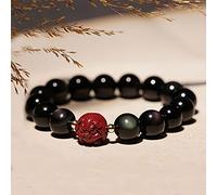 Feng Shui Amulet Zodiac Bracelet Cinnabar Wealth Luck Beaded Natural Gemstone Energy Charm Stretchy Bracelet Talisman for Prosperity Money Good Luck (Color : Dog, Size : 12mm)