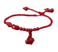 Feng Shui Anklet Red String Ankle Cinnabar Crystal Stone Animals Pendant Harmony Buckle Charm Anklet Adjustable Good Luck Foot Talisman,Cinnabar,Monkey