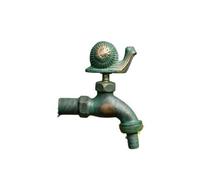 Feng Shui， Antique Solid Brass Outdoor Garden Faucet - Animal Handle (Green Kingfisher), G1/2 Decorative Exterior Tap(Green Snail)
