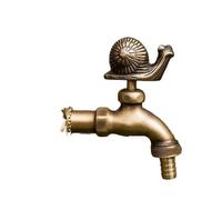 Feng Shui， Antique Solid Brass Outdoor Garden Faucet - Animal Handle (Green Kingfisher), G1/2 Decorative Exterior Tap(Brass Snail)