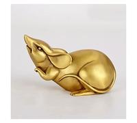 Feng Shui Art Decorative Brass Zodiac Decoration Mouse Small Sculpture Figurines Desktop Decoration Crafts Ornament Figurine (Size : 11x6x6 cm)