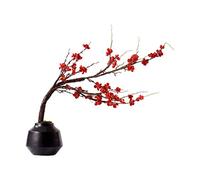 Feng Shui， Artificial flower Chinese Zen Simulation Flower Pot Plant, Villa Hotel Home Artificial Wax Plum Potted Ceramic Bonsai Set, Artificial Bonsai Artificial Plant Artificial Flower Faux Plants