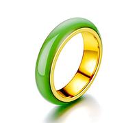 Feng Shui, Artificial Green Jade Ring Chinese Jadeite Amulet Fashion Charm Stainless Jewelry Hand Carved Crafts Gift for Women Men (Main Stone Color : Silver, Ring Size : 10)