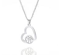 Feng Shui， Basketball-Halskette, Herz-Basketball-Sport-Anhänger, Edelstahl, einzigartiger Schmuck für Basketball-Liebhaber