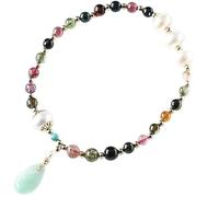 Feng Shui Bead, 7A Lucky Wu Lou Charm Chakra Balance Multi-Gem Green Tourmaline Emerald Turquoise Vacation Jewelry Amulet Attract Money Prosperity Luck,C