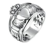 Feng Shui， Biker Ring Stainless Steel, Mens Rings Personalised Claddagh Ring Crown and Heart Size L 1/2 to Z 1/2