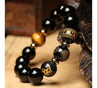 Feng Shui Black Obsidian Chinese Animal Year Natural Crystal Amulet Good Luck Prosperity Wealth Unisex