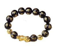 Feng Shui Black Obsidian Mascot Bracelet - Natural Stone Amulet for Wealth & Good Luck, 8MM/10MM/12MM(Agate,8MM)