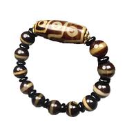 Feng shui black obsidian wealth bracelet， Bracelet,Beaded Bracelets, Agate Nine Eyes Dzi Bead Bracelet Men and Women Jewelry